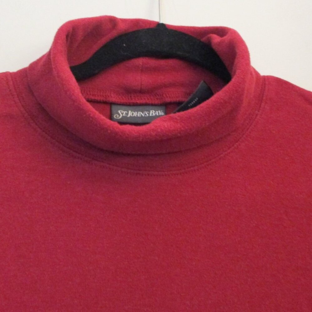 St. John's Bay Men's Long Sleeve Turtleneck, Burgundy, Size M - Picture 2 of 8